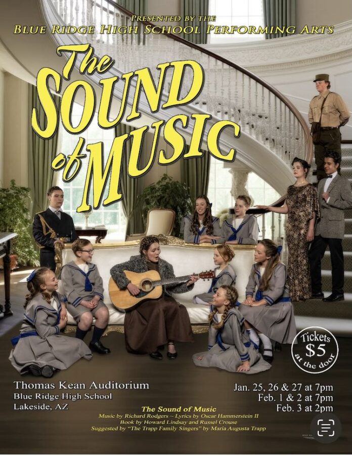 The Sound of Music Performed at the Thomas Kean Auditorium at Blue Ridge High School poster and cast.