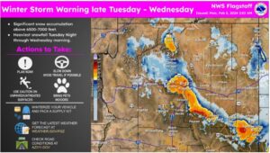 Arizona winter storm warning and possible snow totals. 