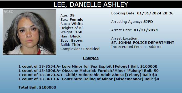 Danielle Ashley Lee, was arrested on Jan. 30 forcriminal misconduct involving a former teacher and a student.