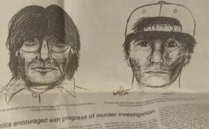 Newspaper composite sketch about the suspect in Jody Hemphill's vicious murder. 