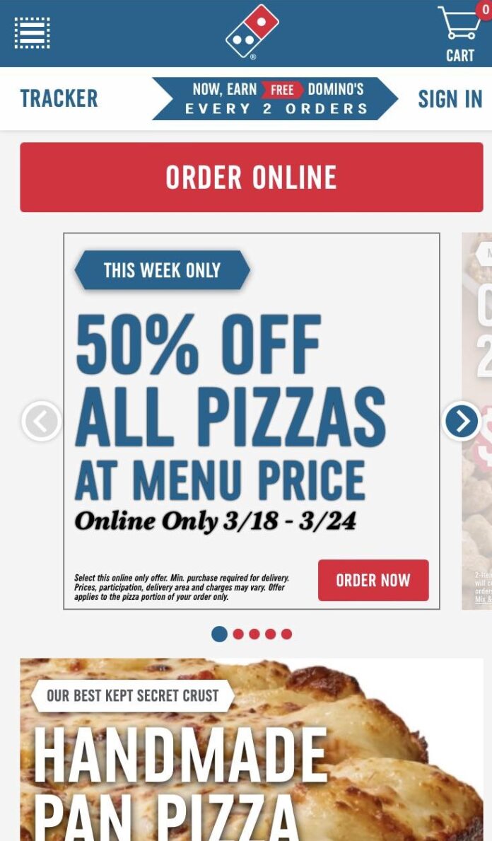 Dominos March Madness 50% off