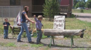 Holly giving roping lessons at the Local Farmers Market in Heber.